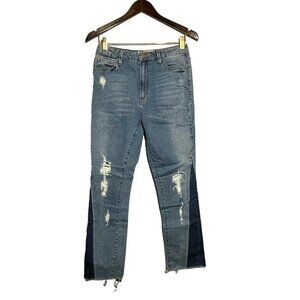 Rachel Roy Skinny Jeans Women Crop Size 28 Patchwork Distressed Two Tone Raw Rag
